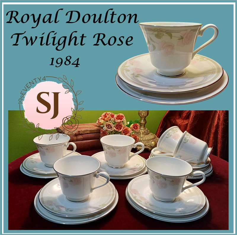 Royal Doulton Twilight Rose (1984) Set of 6 Trios | Excellent Condition