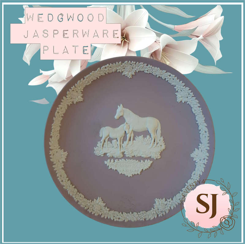 Vintage 1981 Wedgwood White on Lilac Jasperware Mother's Day Collectible Horse Plate