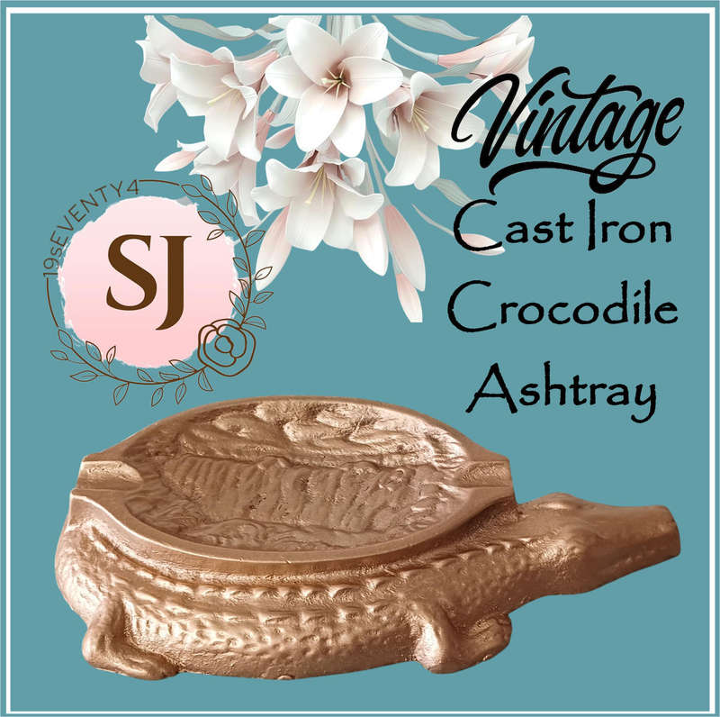 Vintage Cast Iron Crocodile Ashtray  Victoria Falls Souvenir | Heavy Copper-Coloured Collectible
