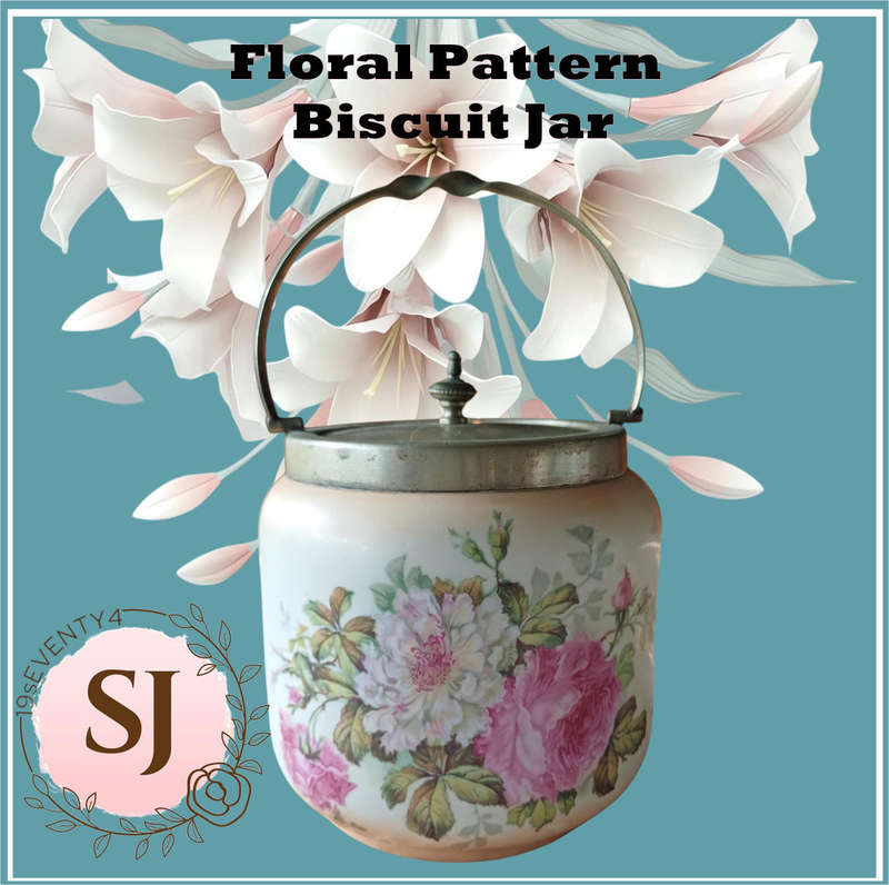 Porcelain Floral Biscuit Jar 14 x 14 cm High