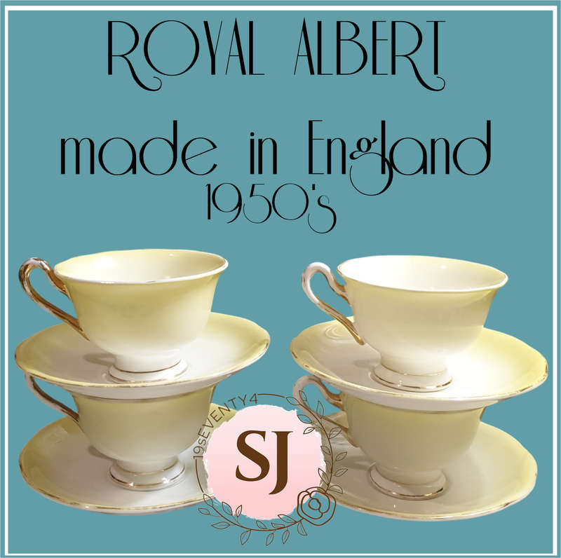 Royal Albert Vintage Teacups and Saucers | Bone China | Yellow  |