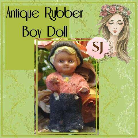 Vintage German Antique Rubber Boy Doll  Miniature