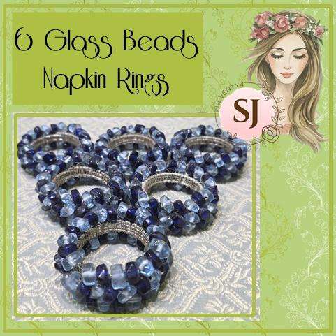 6 Glass Beads Napkin Rings