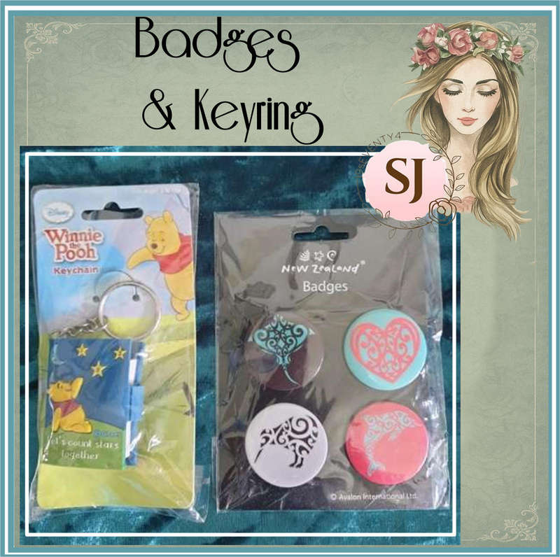 Badges and a mini Book Keyring