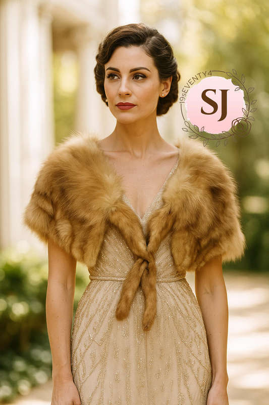 REAL VINTAGE  FUR SHOULDER CAPE