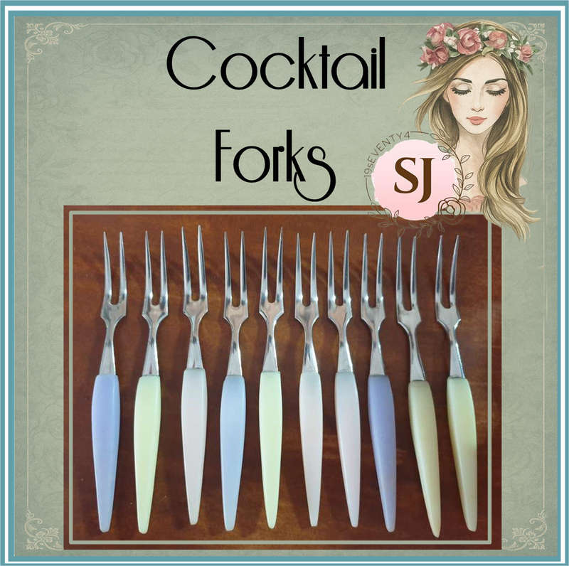 Retro Cocktail Forks and Container