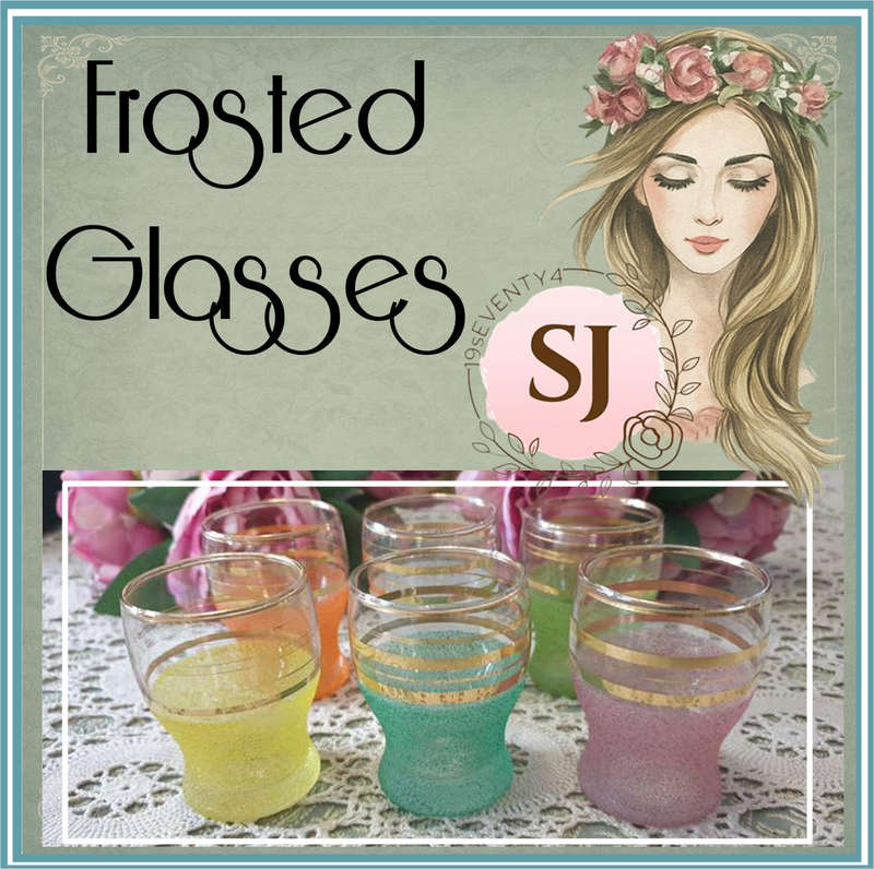 6 VTG Rainbow colour frosted glasses /22carat gold rims | England |