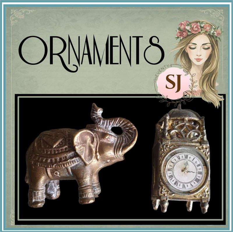 SOLID BRASS ELEPHANT AND CAST METAL CLOCK | PRINTERS TRAY | ORNAMENTS | DECOR | HOME