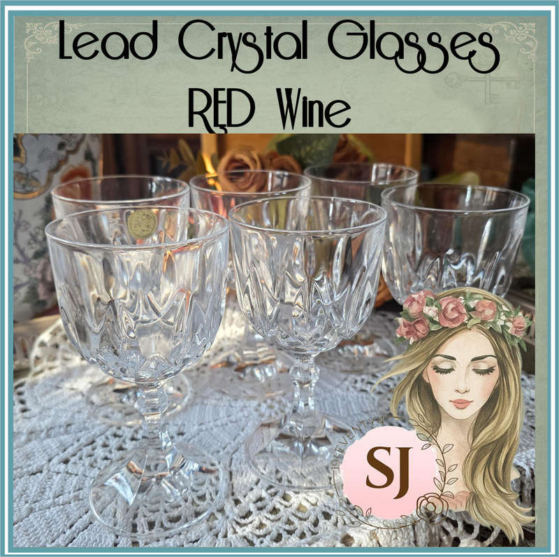 RCR Royal Crystal Rock 24% Lead Crystal RED Wine Glasses Set of 6