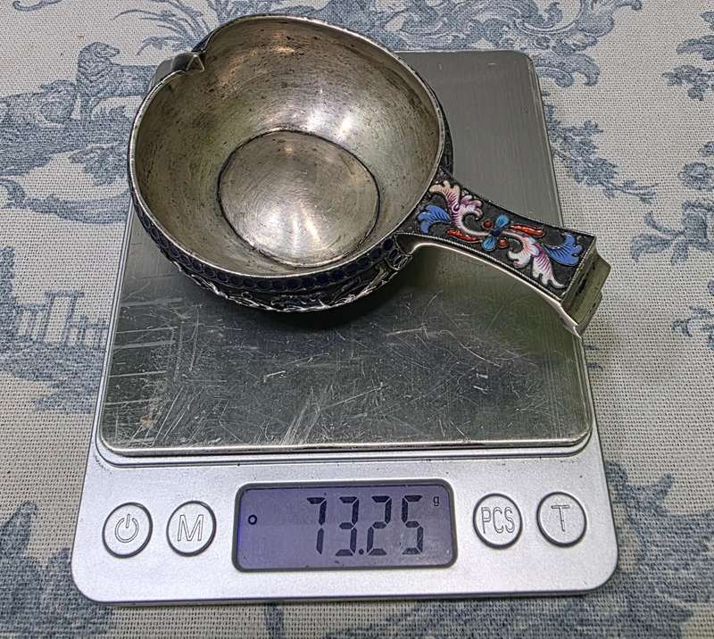 Antique Russian Silver & Enamel Kovsh by Victor Akimov  Imperial Russia, 1891, 84 Zolotnik