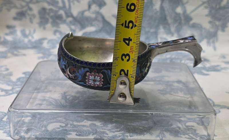 Antique Russian Silver & Enamel Kovsh by Victor Akimov  Imperial Russia, 1891, 84 Zolotnik