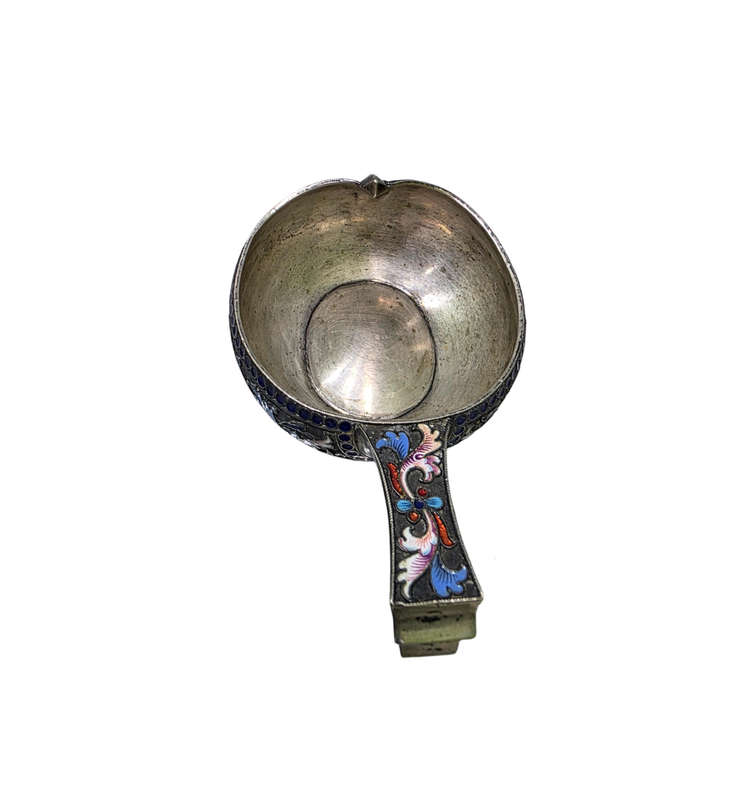 Antique Russian Silver & Enamel Kovsh by Victor Akimov  Imperial Russia, 1891, 84 Zolotnik