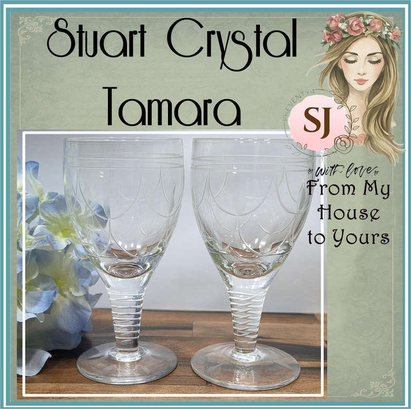 Set of Stuart Crystal Tamara Stem Glasses | Size on Photos |