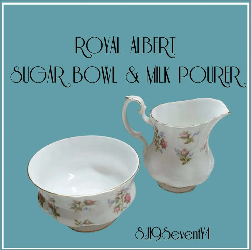 ROYAL ALBERT SUGAR BOWL & MILK POURER | WINSOME | ENGLAND | BONE CHINA |
