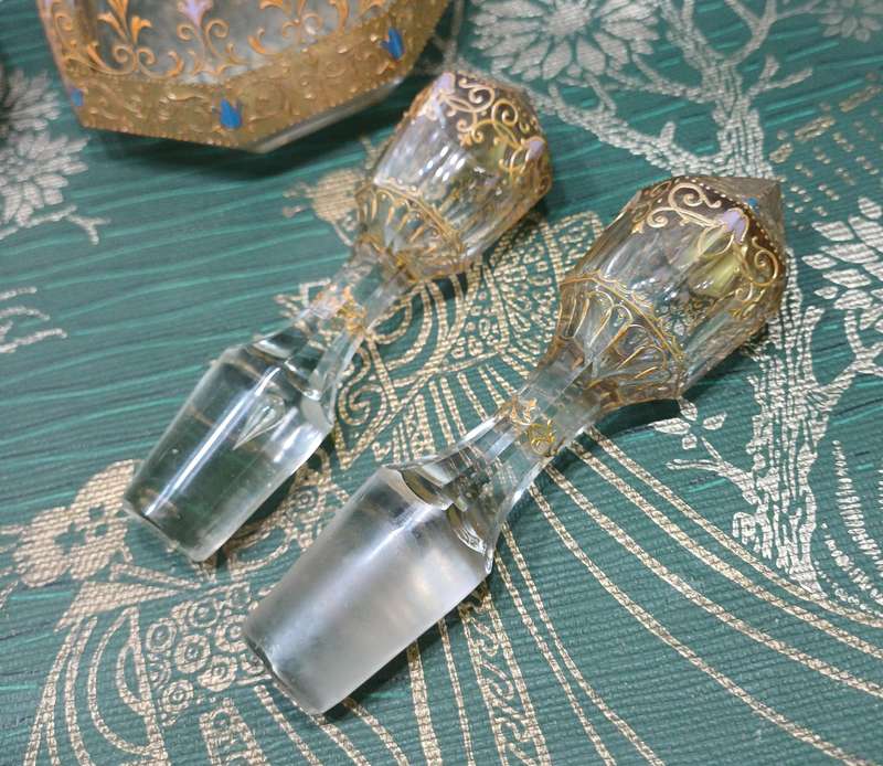 AUSTRIAN KARLSBAD FACETED  DECANTERS | Gilt Crystal Decanters |
