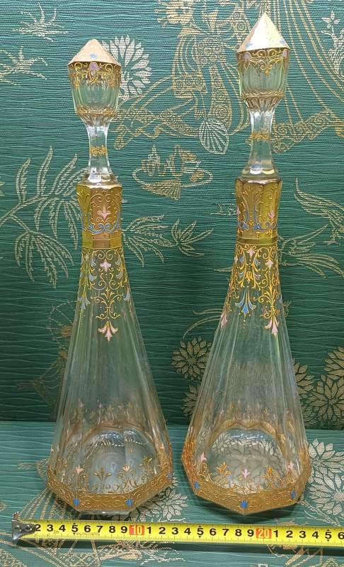 AUSTRIAN KARLSBAD FACETED  DECANTERS | Gilt Crystal Decanters |