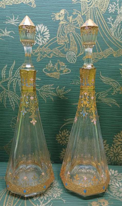 AUSTRIAN KARLSBAD FACETED  DECANTERS | Gilt Crystal Decanters |