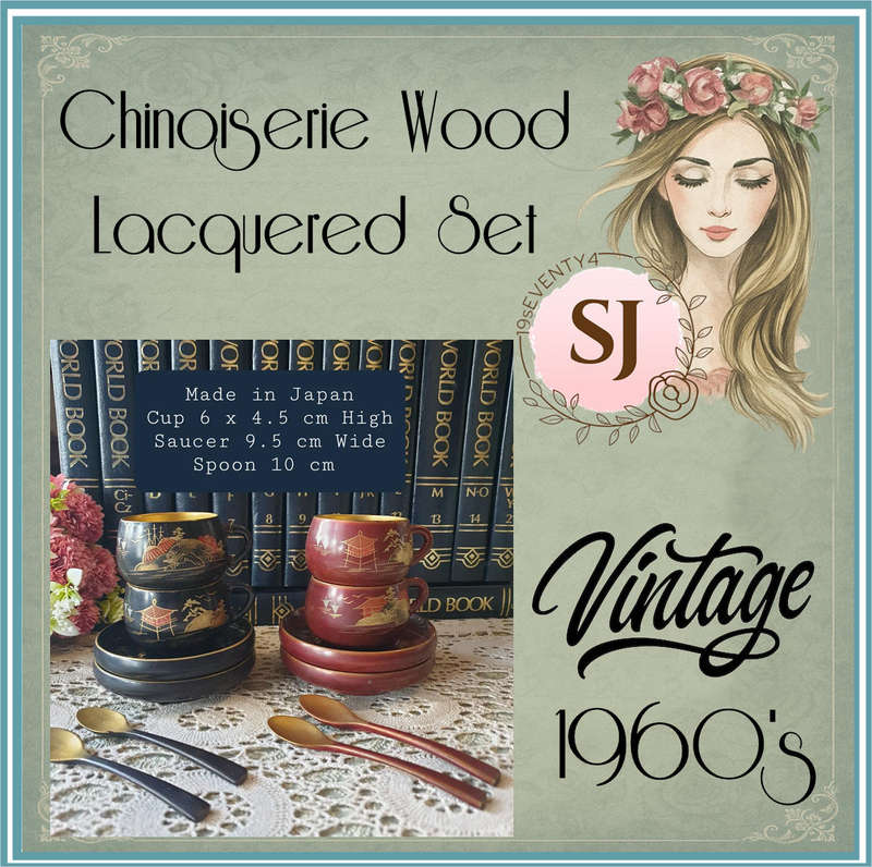 1960s Chinoiserie Wood Lacquered Set