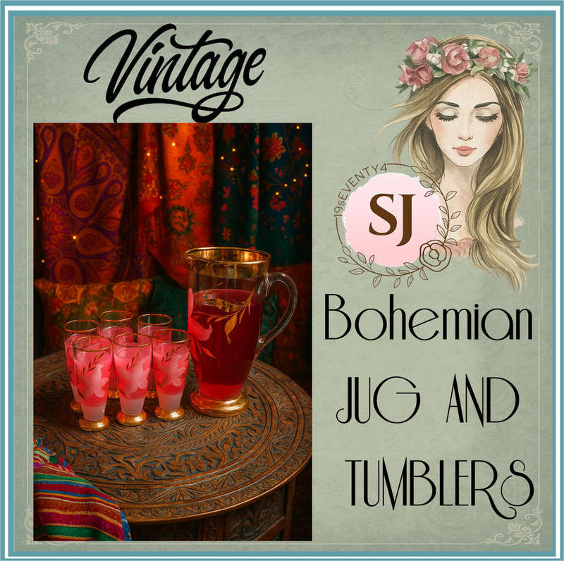 VINTAGE Bohemian JUG AND TUMBLERS