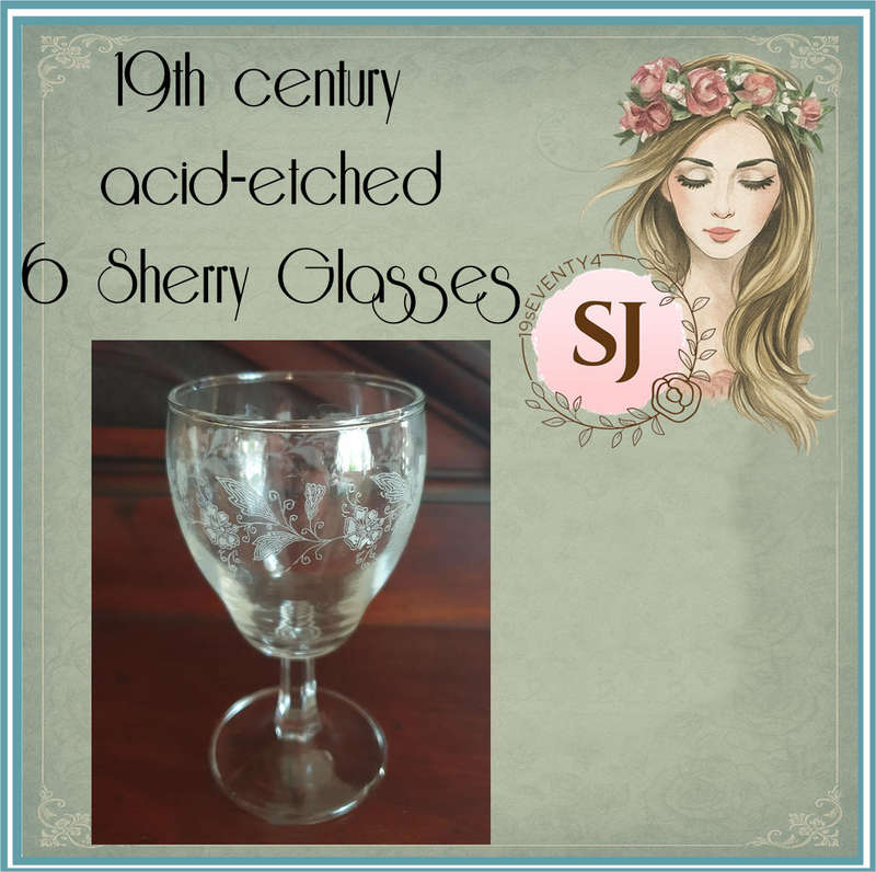 Attractive 19th century in acid-etched  6 Sherry Glasses