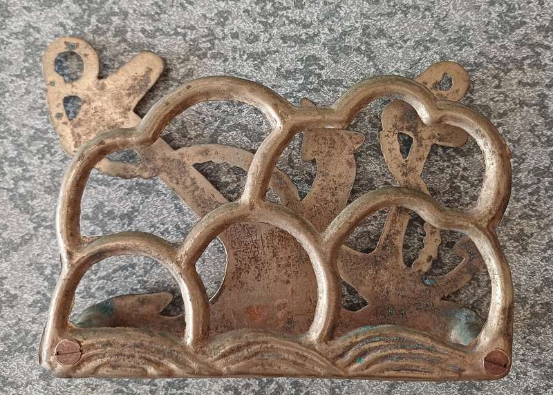Vintage Brass Letter Holder  1970s Charm with Nautical Flair | 14 x 3 x 10 cm High |