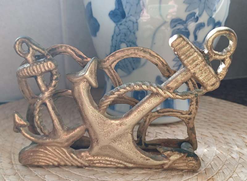 Vintage Brass Letter Holder  1970s Charm with Nautical Flair | 14 x 3 x 10 cm High |