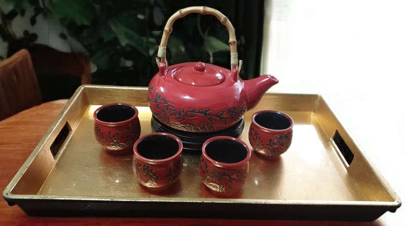 ORIENTAL TEA SET WITH TRAY