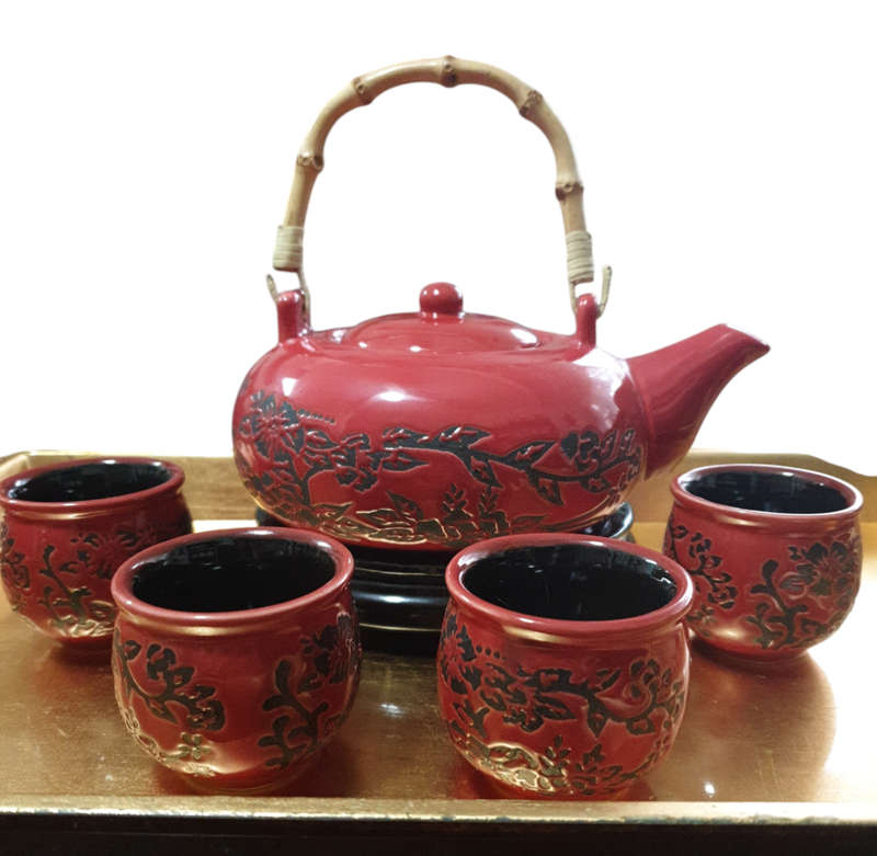 ORIENTAL TEA SET WITH TRAY