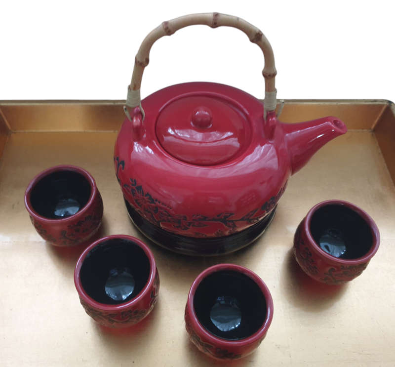 ORIENTAL TEA SET WITH TRAY