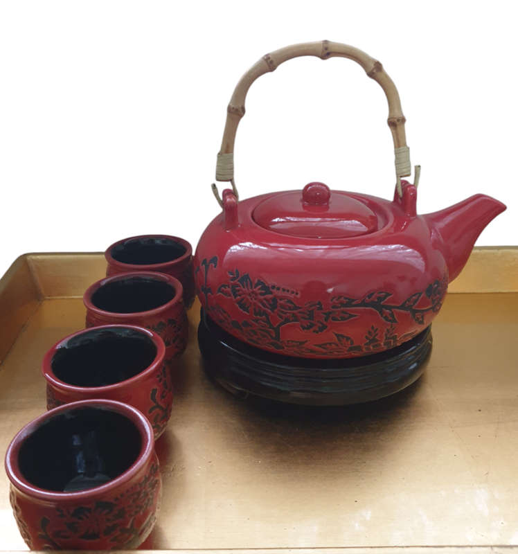 ORIENTAL TEA SET WITH TRAY