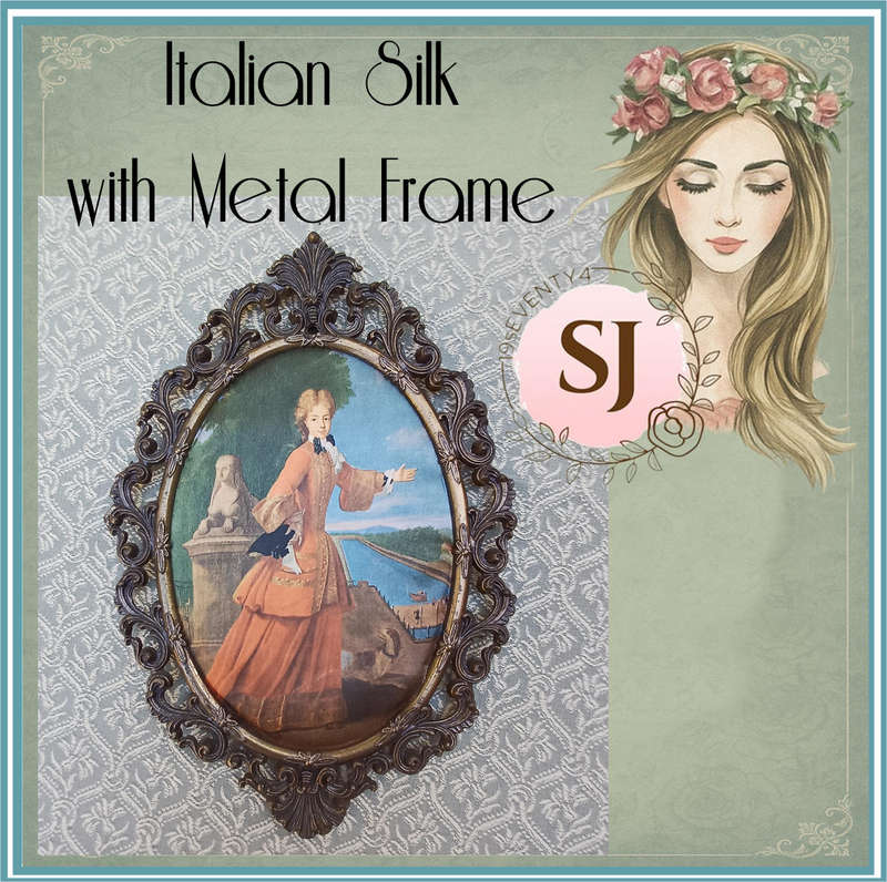 Ornate Vintage Silk Picture of a Lady  Made in Italy