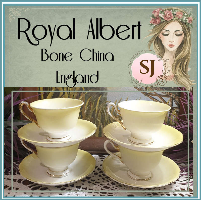Royal Albert Vintage Teacups and Saucers | Bone China | Yellow  |