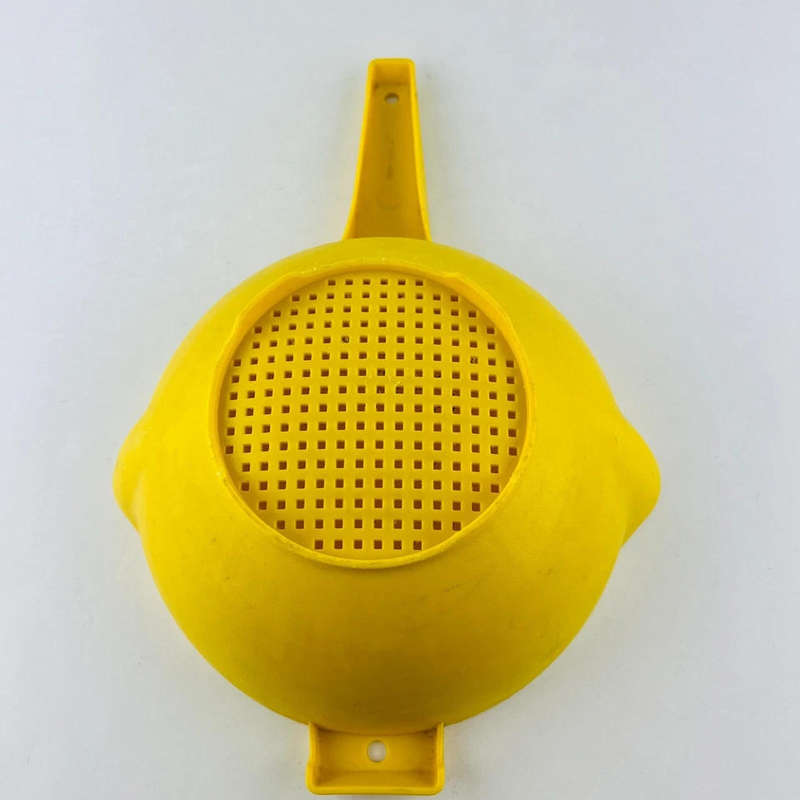 Vintage Yellow Tupperware Handled Colander Strainer  Double Spout