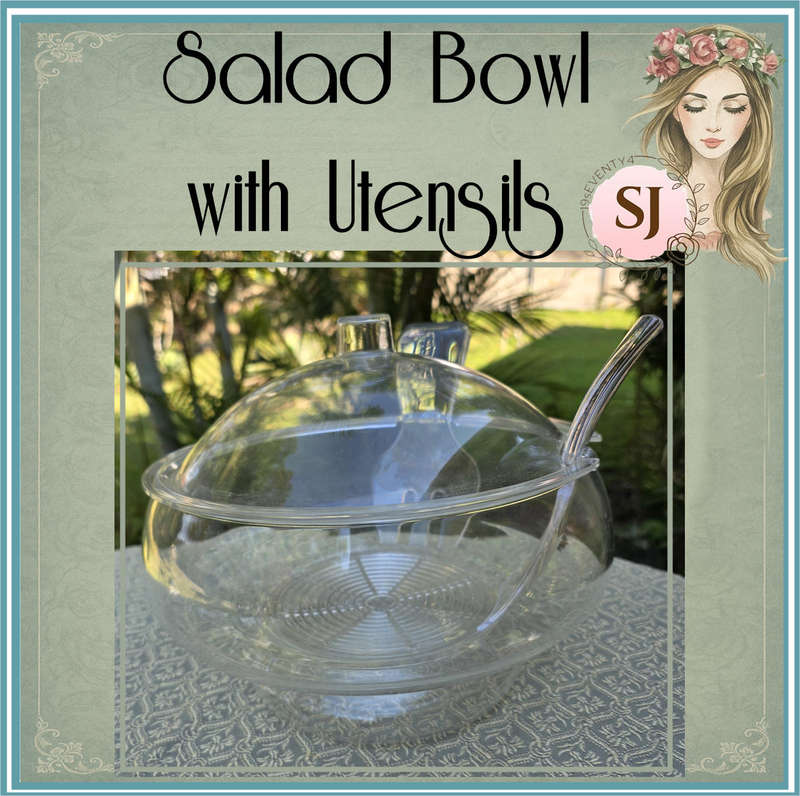 Clear Acrylic Salad Bowl with Matching Utensils