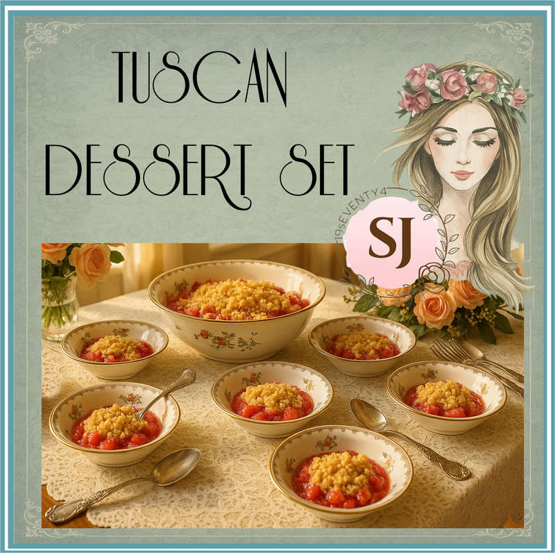 TUSCAN DESSERT SET | HAND PAINTED | EXCELLENT CONDITION |