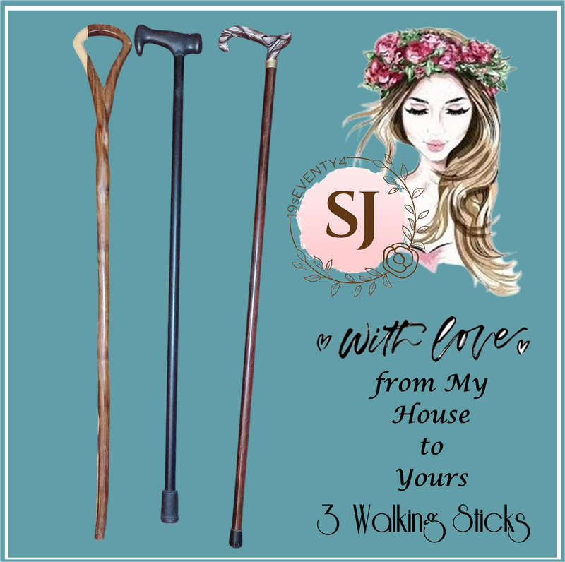 Set of 3 Vintage Walking Sticks  Mixed Styles  Great Condition