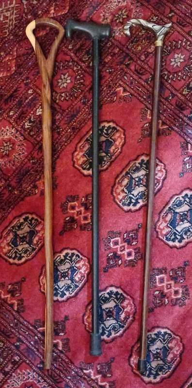 Set of 3 Vintage Walking Sticks  Mixed Styles  Great Condition
