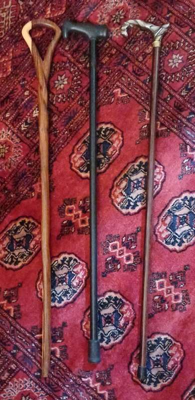 Set of 3 Vintage Walking Sticks  Mixed Styles  Great Condition