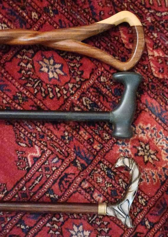 Set of 3 Vintage Walking Sticks  Mixed Styles  Great Condition