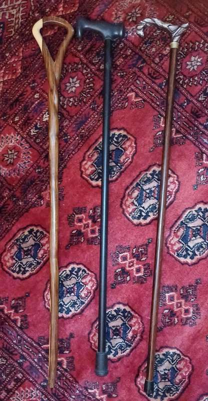 Set of 3 Vintage Walking Sticks  Mixed Styles  Great Condition