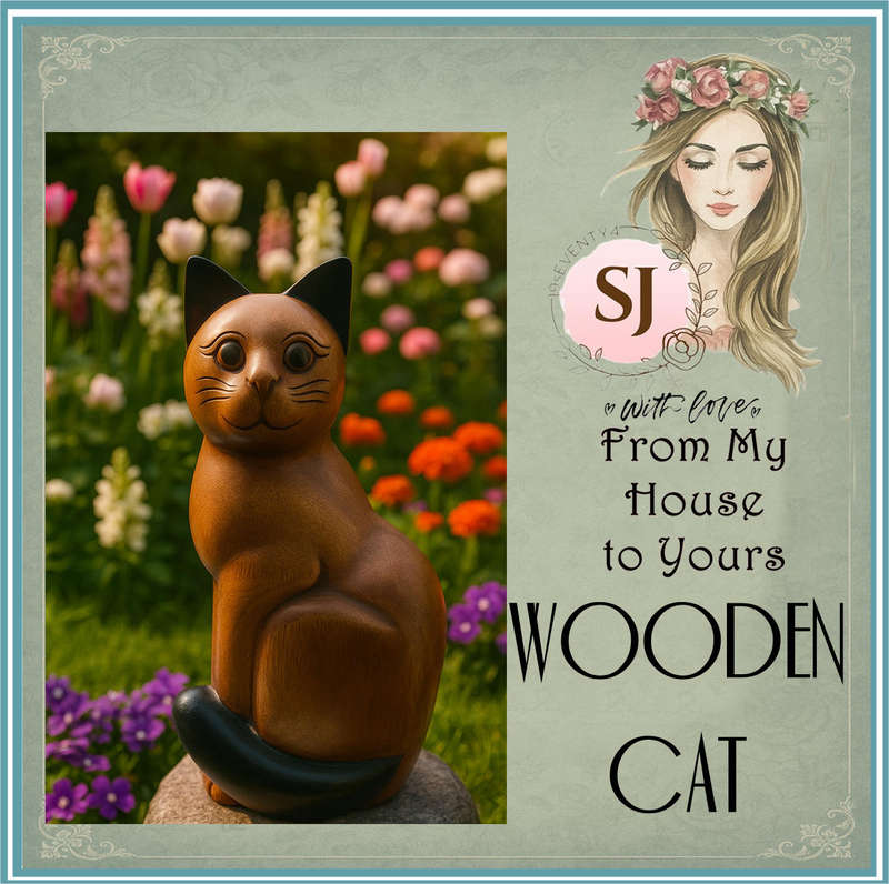 LARGE WOODEN CAT ORNAMENT