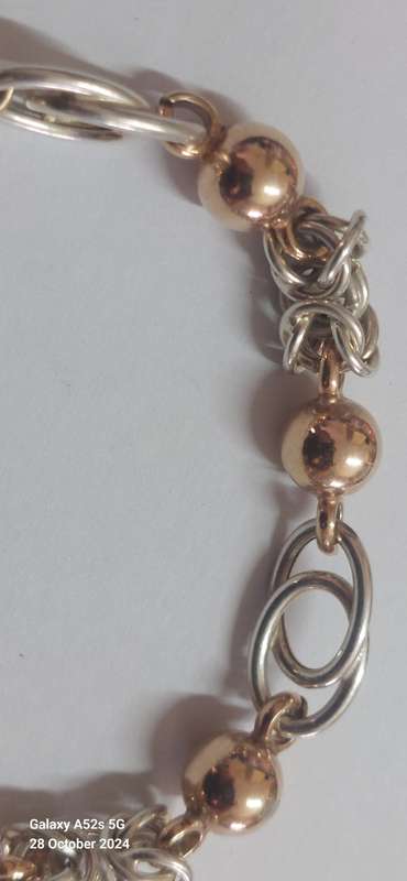 Spectacular sterling silver & rose gold plated bracelet 20.8g
