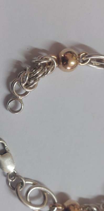 Spectacular sterling silver & rose gold plated bracelet 20.8g