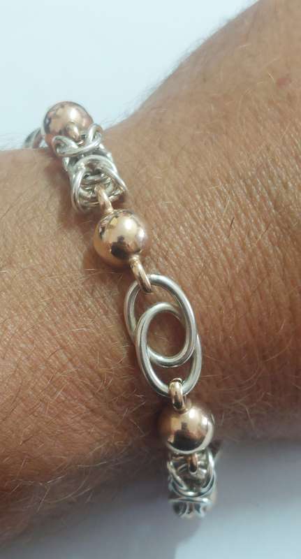 Spectacular sterling silver & rose gold plated bracelet 20.8g