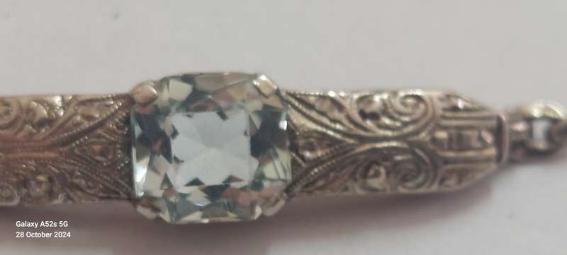 1920's Art Deco 935 sterling silver Aquamarine bracelet 6.1g Value R3500