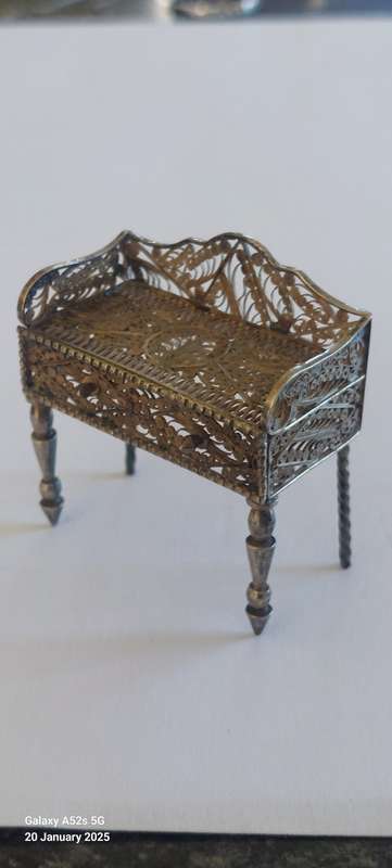 Victorian miniature filigree sterling silver dresser circa 1890's 13.8g