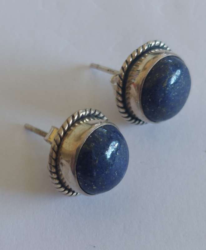 Stunning vintage sterling silver Lapis Lazuli earrings 5.1g