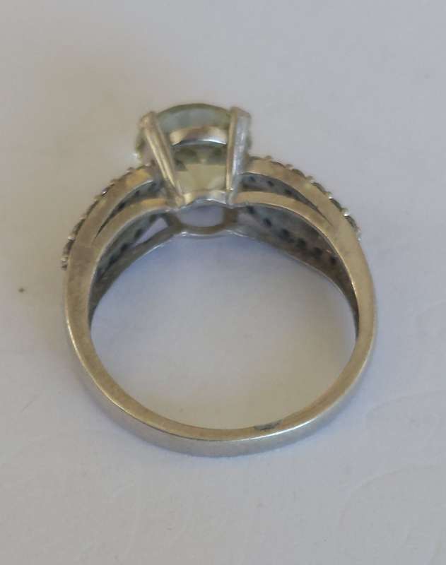 Fabulous sterling silver citrine & cz ring 2.8g