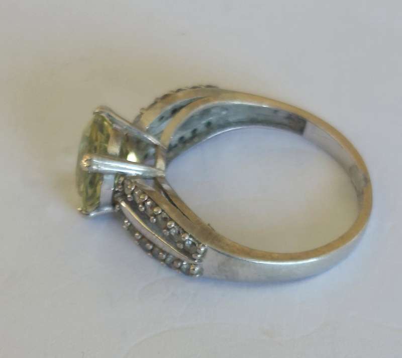 Fabulous sterling silver citrine & cz ring 2.8g