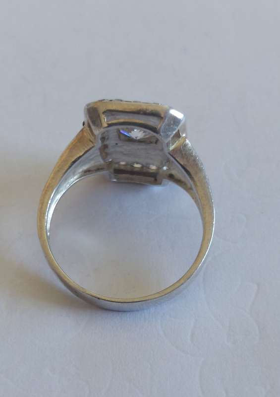 Exquisite vintage sterling silver enamel & cz ring 4.3g